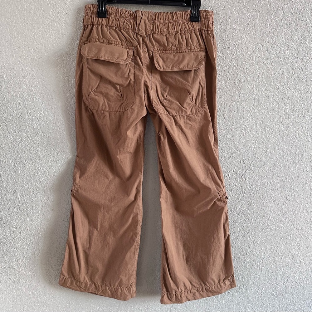 Pilcro Tan Cargo Pants Women’s 25 Utility Pocket Wide Leg Ankle Length - Picture 7 of 14